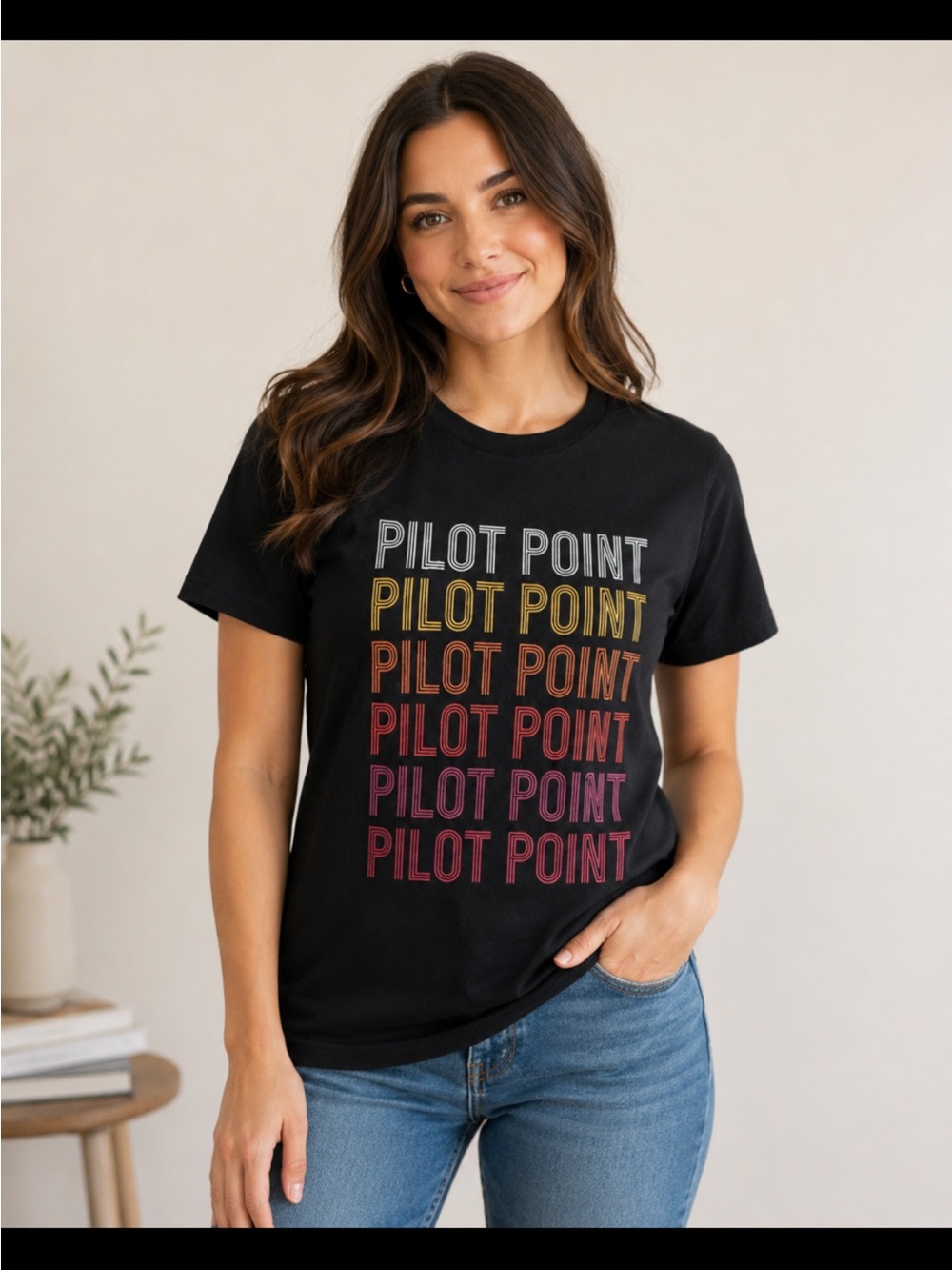 Source Unknown Black 'Pilot Point' Short Sleeve Tee with Gradient Text